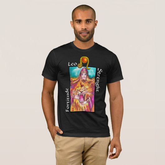 LEO, STRENGHT TAROT ASTROLOGY ZODIAC BIRTHDAY SIGN T-SHIRT (Voorkant volledig)