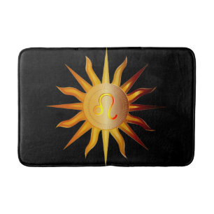 Leo Sun Fire Sign Birth Month Black Red & Gold Badmat