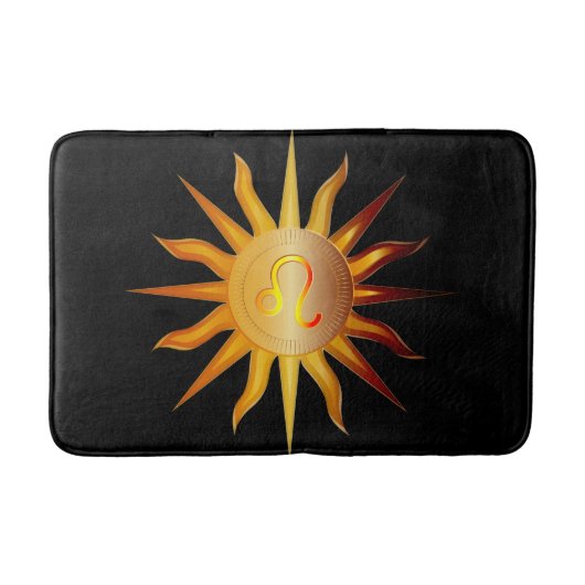 Leo Sun Fire Sign Birth Month Black Red & Gold Badmat (Voorkant)