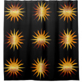 Leo Sun Fire Sign Birth Month Black Red & Gold Douchegordijn (Voorkant)