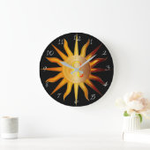 Leo Sun Fire Sign Birth Month Black Red & Gold Grote Klok (Huis)