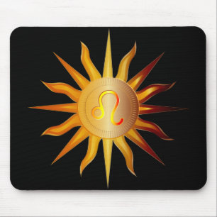 Leo Sun Fire Sign Birth Month Black Red & Gold Muismat