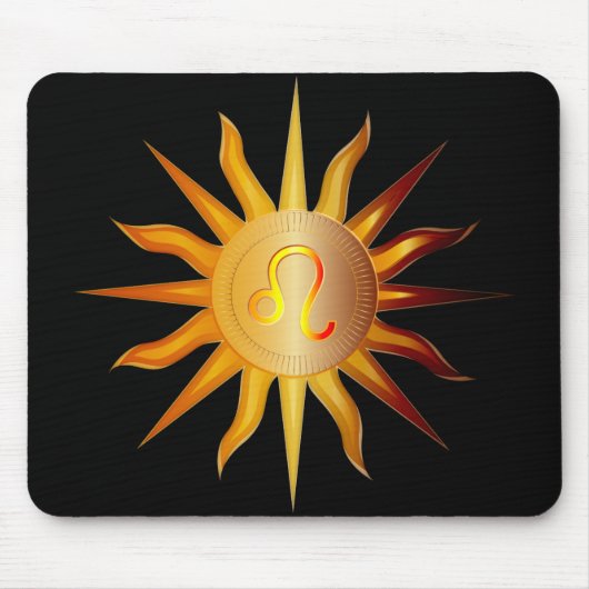 Leo Sun Fire Sign Birth Month Black Red & Gold Muismat (Voorkant)