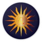 Leo Sun Fire Sign Birth Month Red & Gold Keramische Knop (Voorkant)