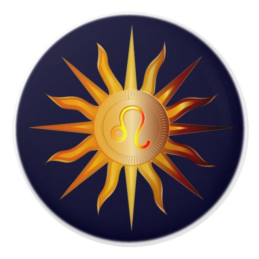 Leo Sun Fire Sign Birth Month Red & Gold Keramische Knop (Voorkant)