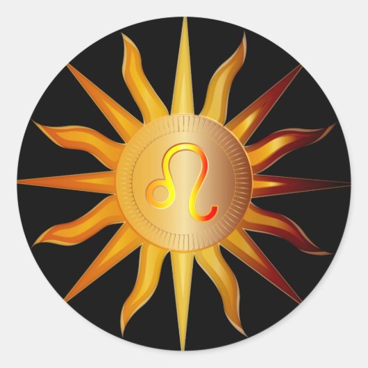 Leo Sun Fire Sign Birth Month Red & Gold Ronde Sticker (Voorkant)