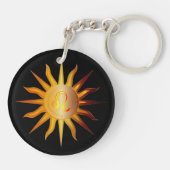 Leo Sun Fire Sign Birth Month Red & Gold Sleutelhanger (Achterkant)