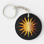 Leo Sun Fire Sign Birth Month Red & Gold Sleutelhanger (Voorkant)