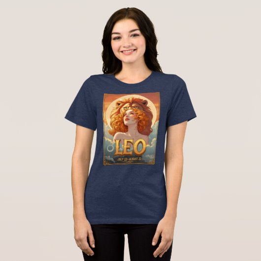 Leo Sun Sign Augustus Leeuw Astrologie Tri-Blend Shirt (Voorkant volledig)