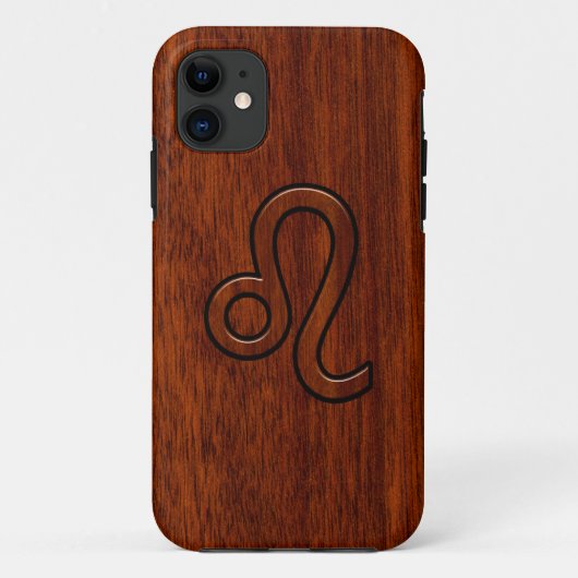 Leo-symbool in Mahogany Wood Style Decor Case-Mate iPhone Case (Achterkant)