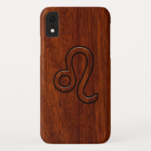 Leo-symbool in Mahogany Wood Style Decor iPhone XR Hoesje