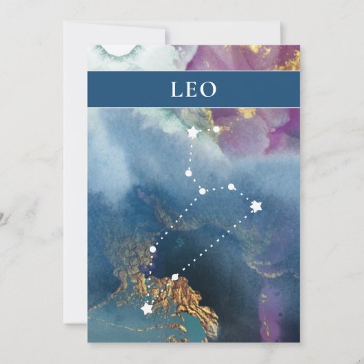 Leo Table Sign Celestial-Waterverf Thema Kaart (Achterkant)
