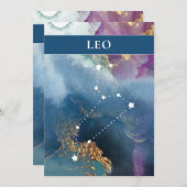 Leo Table Sign Celestial-Waterverf Thema Kaart (Voorkant / Achterkant)