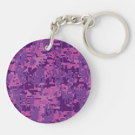 Leo-teken op roze fuchsia digitale camouflage sleutelhanger (Achterkant)