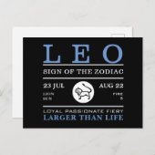 Leo-teken van de dierentuin, astrologisch briefkaart (Voorkant / Achterkant)