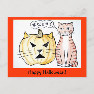 Leo The Cat - Halloween wenskaart Briefkaart
