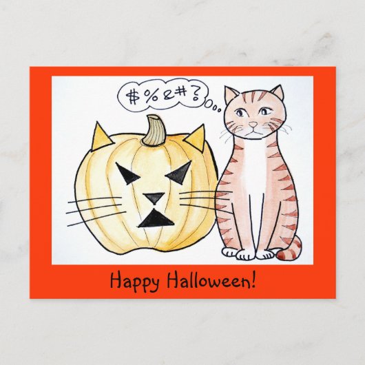 Leo The Cat - Halloween wenskaart Briefkaart (Voorkant)