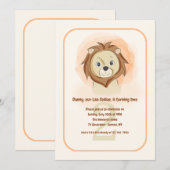 Leo the Lion Birthday Party Kaart (Voorkant / Achterkant)