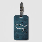 Leo the Lion Black & Silver Constellation zodiac Bagagelabel (Voorkant (verticaal))