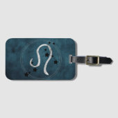 Leo the Lion Black & Silver Constellation zodiac Bagagelabel (Voorkant (horizontaal))