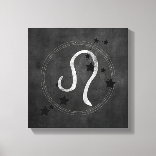 Leo the Lion Black & Silver Constellation zodiac Canvas Afdruk (Voorkant)