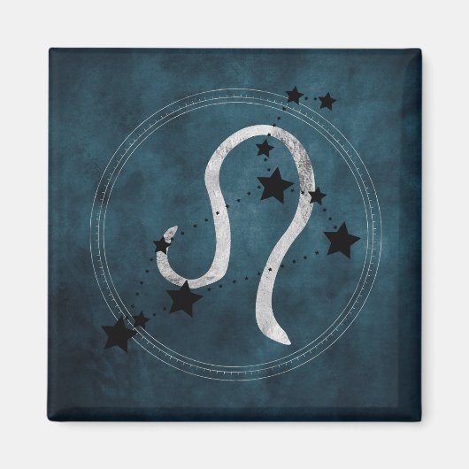 Leo the Lion Black & Silver Constellation zodiac Magneet (Voorkant)