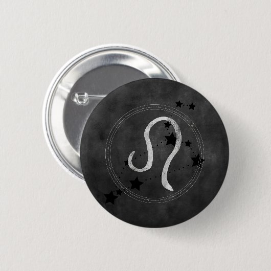Leo the Lion Black & Silver Constellation zodiac Ronde Button 5,7 Cm (Voorkant /achterkant)