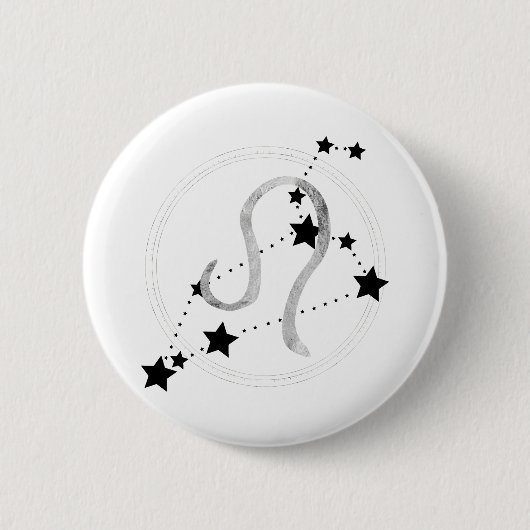 Leo the Lion Black & Silver Constellation zodiac Ronde Button 5,7 Cm (Voorkant)