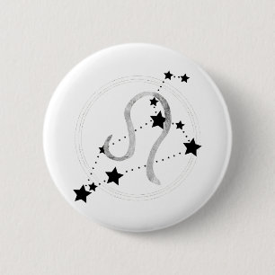 Leo the Lion Black & Silver Constellation zodiac Ronde Button 5,7 Cm