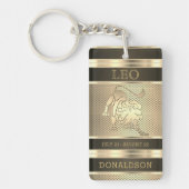 Leo the Lion in Black en Gold Mesh Sleutelhanger (Voorkant)