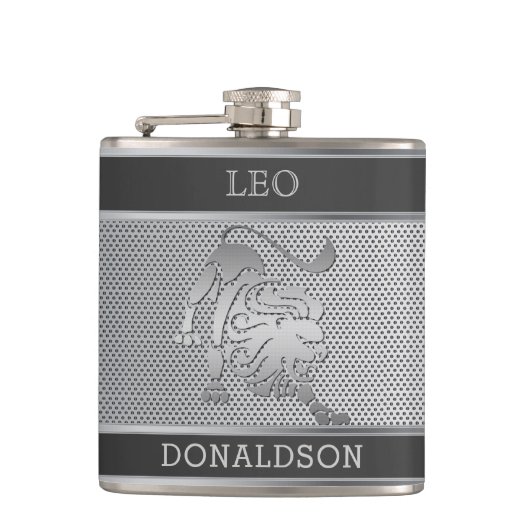 Leo the Lion in Black en Silver Mesh Heupfles (Voorkant)