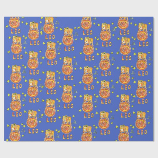 Leo the Lion star sign zodiac August Cadeaupapier (Vlak)