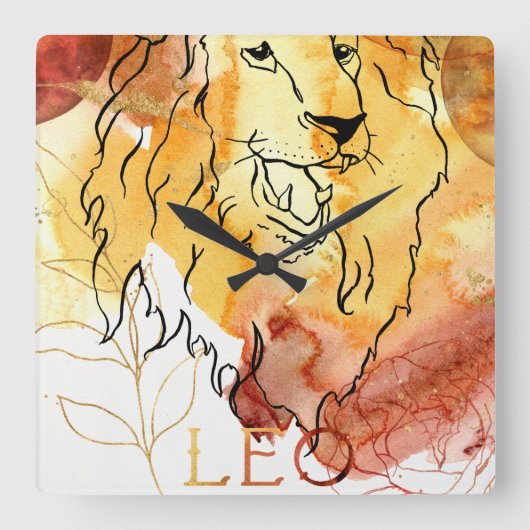 Leo the Lion verjaardagsdierentuin astrologie rood Vierkante Klok (Voorkant)