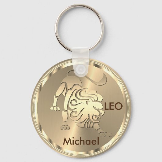 Leo the Lion - Zodiac Sign - Gold Sleutelhanger (Voorkant)
