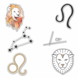 Leo the Lion zodiac verjaardagscastrologie zwart Sticker