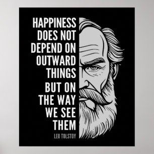Leo Tolstoj Inspirerend quote: Geluk Poster