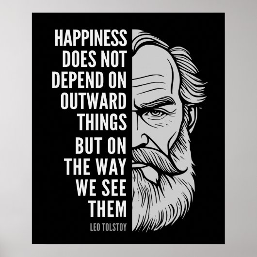 Leo Tolstoj Inspirerend quote: Geluk Poster (Voorkant)