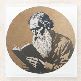 Leo Tolstoj Portret - Gouden Illustratie Glazen Onderzetter