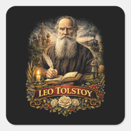 Leo Tolstoj Vierkante Sticker