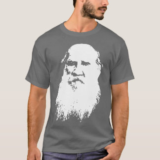 Leo Tolstoj wit op zwart T-shirt
