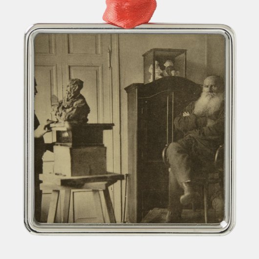 Leo Tolstoy en de beeldhouwer Paolo Metalen Ornament (Voorkant)
