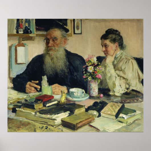 Leo Tolstoy met zijn vrouw in Yasnaya Polyana Poster (Voorkant)