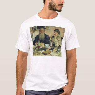 Leo Tolstoy met zijn vrouw in Yasnaya Polyana T-shirt