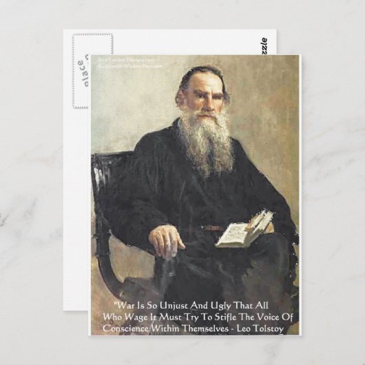 Leo Tolstoy "Oorlog is onrechtvaardig" citaat van  Briefkaart (Voorkant / Achterkant)