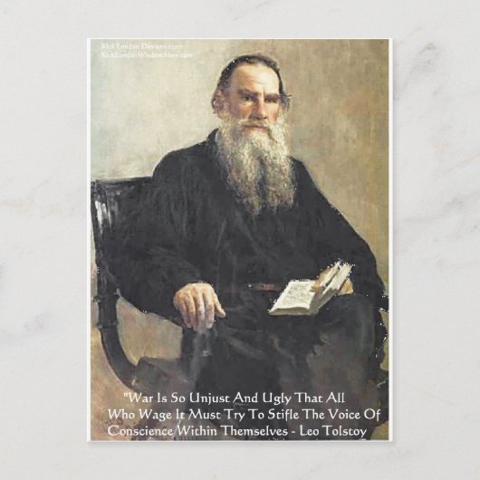 Leo Tolstoy "Oorlog is onrechtvaardig" citaat van  Briefkaart (Voorkant)