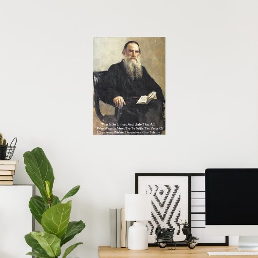 Leo Tolstoy "Oorlog is onrechtvaardig" Poster van (Thuiskantoor)