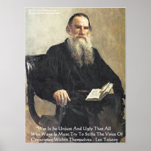 Leo Tolstoy "Oorlog is onrechtvaardig" Wijsheid Qu Poster