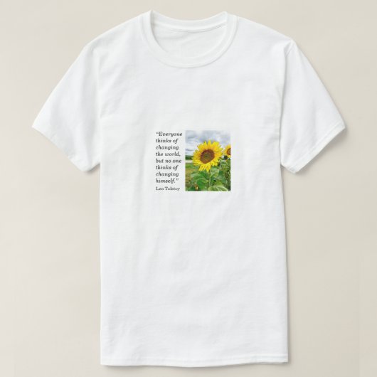 Leo Tolstoy, zonnebloem, wit T-shirt (Design voorkant)