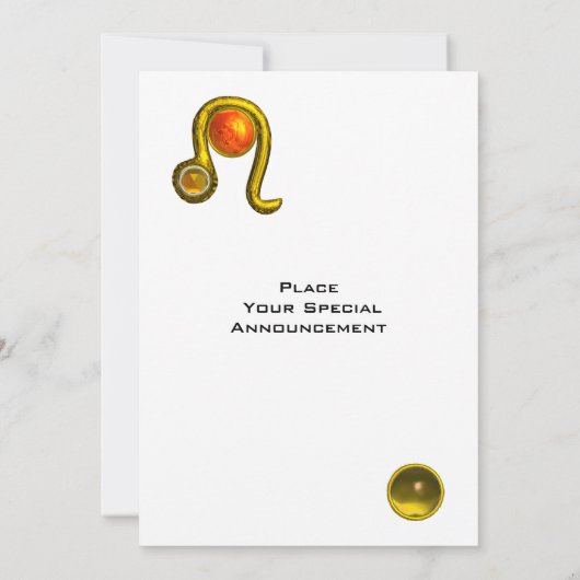 LEO, TOPAZ GEM, ZODIACELE SIGNALEN, ZODIAC BIRTHDA KAART (Achterkant)