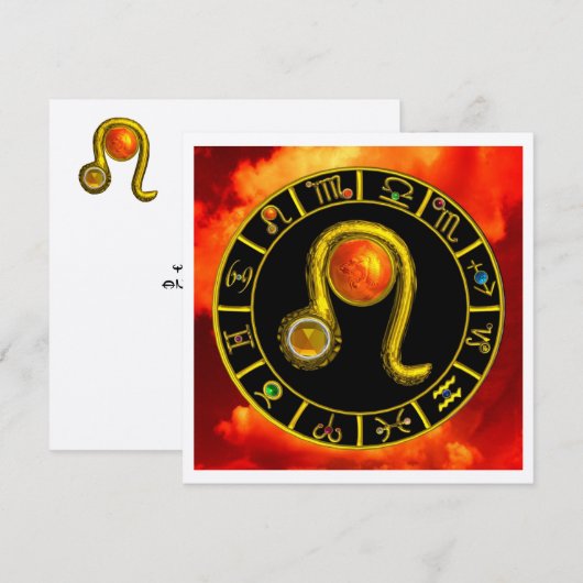 LEO, TOPAZ GEM, ZODIACELE SIGNALEN, ZODIAC BIRTHDA KAART (Voorkant / Achterkant)